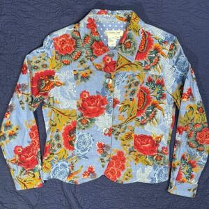 Coldwater Creek Floral Blazer - Red, Yellow, Blue